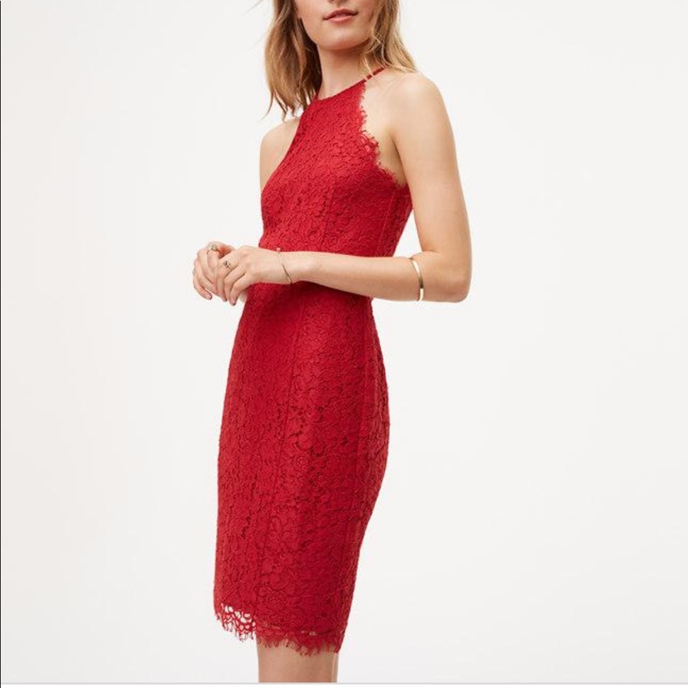 LOFT red lace dress